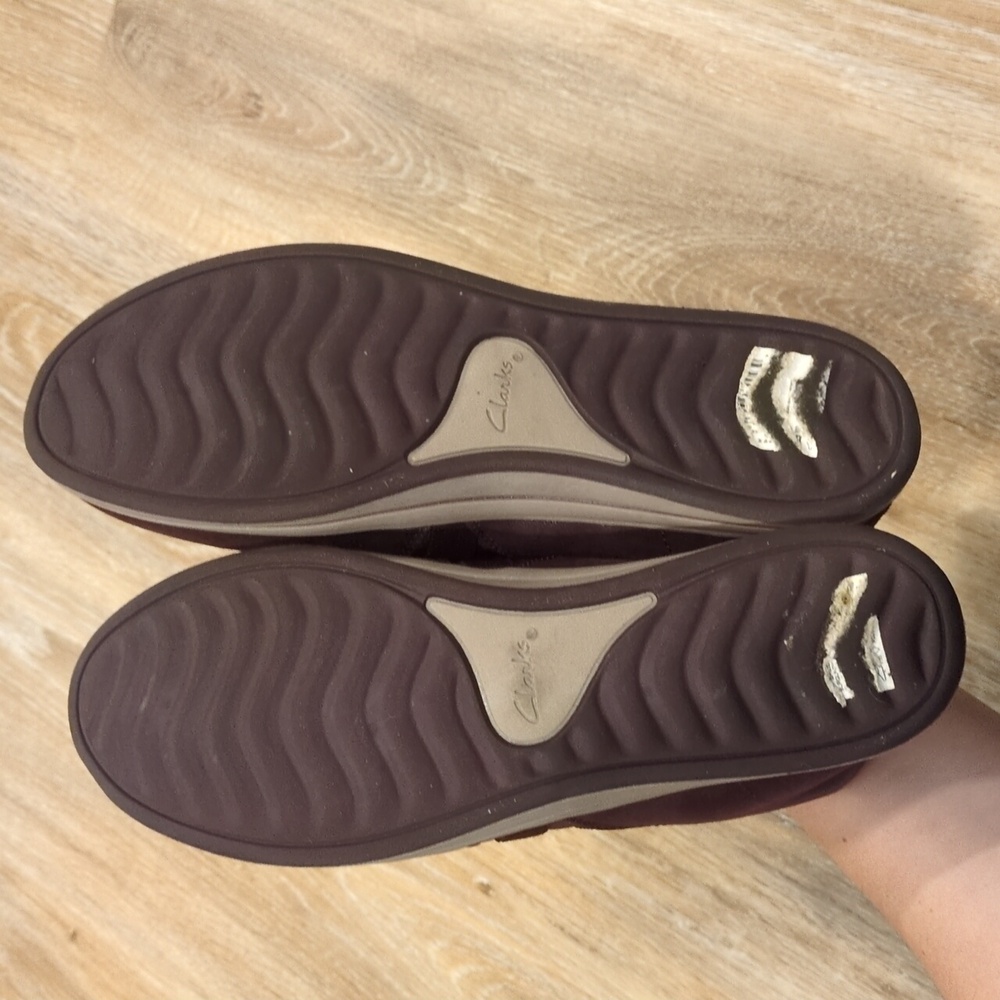 💜Clarks Cloudsteppers Women's Slip-On Plum & Gray Shoes size 8💜 NICE!!!💜 - Picture 8 of 10